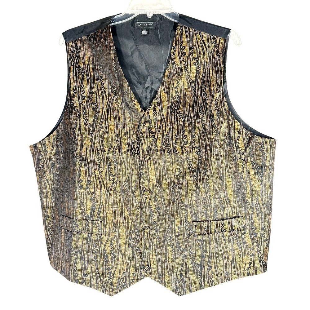 Da Ciro Men's 3XL Gold and Black Patterned Dress Vest